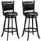 Costway Swivel Bar Stools with Solid Rubber Wood Frame Set of 2/4 for Kitchen Island Gray and Black/Black